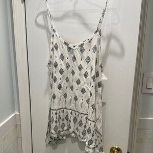 Torrid White and Black Asymmetrical Ruffled Camisole